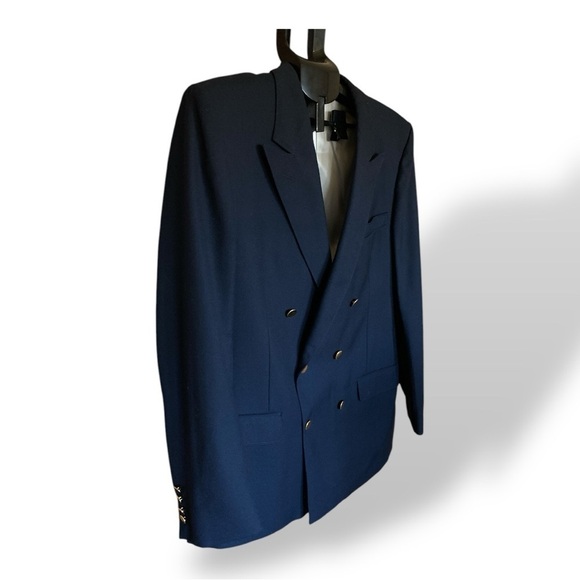Club International Couture Wool Blazer Double Breasted Navy Blue Size 42 Tall - Picture 6 of 16